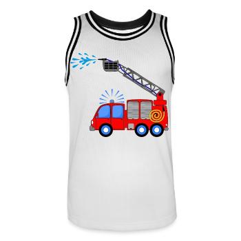 Camion de pompiers avec échelle et eau enfants - Maillot de basket Homme - blanc/noir - Devant - AI Model Male 185 dark (185cm)