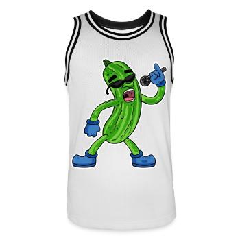 Gurke singt lustige Illustration Gemüse Geschenk - Männer Basketball-Trikot - Weiß/Schwarz - Vorne - AI Model Male 185 dark (185cm)