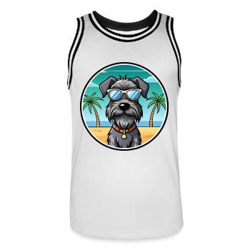 Deutscher Drahthaar Vorstehhund Rasse Cartoon Strand - Männer Basketball-Trikot - Weiß/Schwarz - Vorne - AI Model Male 185 dark (185cm)