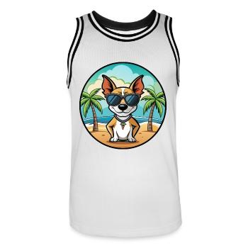 Decker Rat Terrier Hunderasse Cartoon Sonnenbrille - Männer Basketball-Trikot - Weiß/Schwarz - Vorne - AI Model Male 185 dark (185cm)