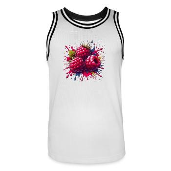 Himbeeren-Farbexplosion - Männer Basketball-Trikot - Weiß/Schwarz - Vorne - AI Model Male 185 dark (185cm)