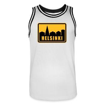 Helsinki - Männer Basketball-Trikot - Weiß/Schwarz - Vorne - AI Model Male 185 dark (185cm)