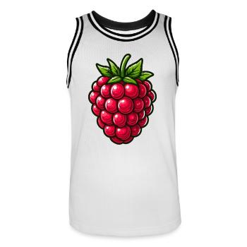 Himbeere, Obst - Männer Basketball-Trikot - Weiß/Schwarz - Vorne - AI Model Male 185 dark (185cm)