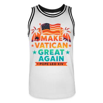 Make Vatican Great Again - Männer Basketball-Trikot - Weiß/Schwarz - Vorne - AI Model Male 185 dark (185cm)