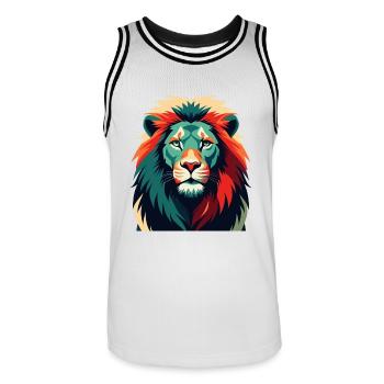 Lion Dessin Animé Personnage Animal De Compagnie Coloré - Maillot de basket Homme - blanc/noir - Devant - AI Model Male 185 dark (185cm)