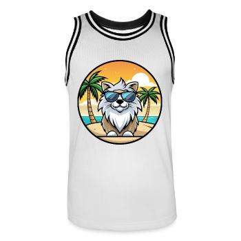 Himalaya Schäferhund Rasse Cartoon Sonnenbrille Strand - Männer Basketball-Trikot - Weiß/Schwarz - Vorne - AI Model Male 185 dark (185cm)