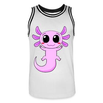 Axolotl Peace Zeichen - Männer Basketball-Trikot - Weiß/Schwarz - Vorne - AI Model Male 185 dark (185cm)