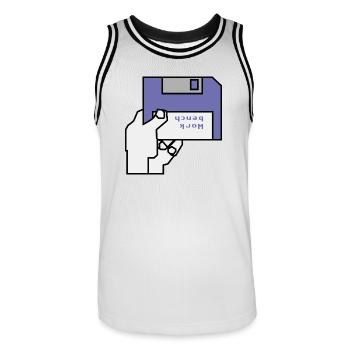 Work bench - Men's Basketball Jersey - white/black - Front - AI Model Male 185 dark (185cm)