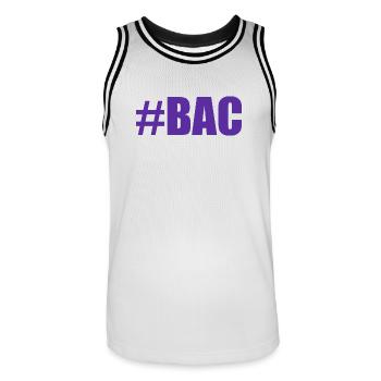 BAC. BACCALAUREAT. BREVET. DNB. EXAMEN. BRAVO - Maillot de basket Homme - blanc/noir - Devant - AI Model Male 185 dark (185cm)