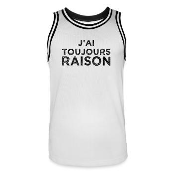 J'ai toujours raison - Maillot de basket Homme - blanc/noir - Devant - AI Model Male 185 dark (185cm)