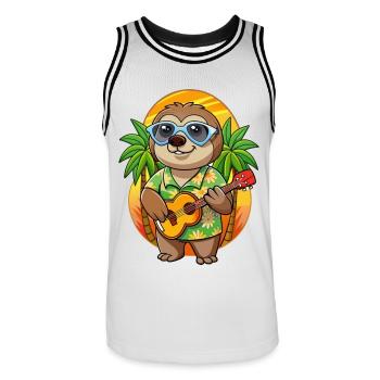 Lustige Faultier Sommer Strand Sonnenbrille Hawaiianisch - Männer Basketball-Trikot - Weiß/Schwarz - Vorne - AI Model Male 185 dark (185cm)