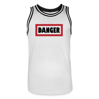 Avertissement : Élégamment dangereux - Maillot de basket Homme - blanc/noir - Devant - AI Model Male 185 dark (185cm)