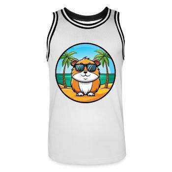 Cochon d’Inde Drôle Dessin Animé Plage Été Lunettes de soleil - Maillot de basket Homme - blanc/noir - Devant - AI Model Male 185 dark (185cm)