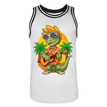 Lustige Eidechse Cartoon Sommer Strand Sonnenbrille - Männer Basketball-Trikot - Weiß/Schwarz - Vorne - AI Model Male 185 dark (185cm)
