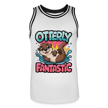 Otterly Fantastic - Men's Basketball Jersey - white/black - Front - AI Model Male 185 dark (185cm)