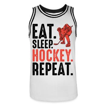 Red Hockey Player Silhouette - Men's Basketball Jersey - white/black - Front - AI Model Male 185 dark (185cm)
