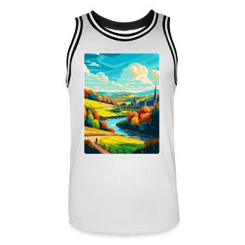 Ardennen Frankreich Vintage Reiseplakat Souvenir WPA - Männer Basketball-Trikot - Weiß/Schwarz - Vorne - AI Model Male 185 dark (185cm)