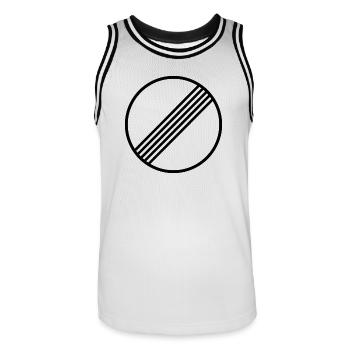 UNBEGRENZT AUTOBAHN DEUTSCHLAND - Männer Basketball-Trikot - Weiß/Schwarz - Vorne - AI Model Male 185 dark (185cm)