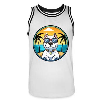 Dogue Argentino Chien Race Dessin Animé Lunettes De Soleil Plage - Maillot de basket Homme - blanc/noir - Devant - AI Model Male 185 dark (185cm)
