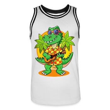Lustige Krokodil Cartoon Sommer Strand Sonnenbrille - Männer Basketball-Trikot - Weiß/Schwarz - Vorne - AI Model Male 185 dark (185cm)