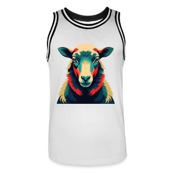Schaf Cartoon Figur Buntes Haustier Tier - Männer Basketball-Trikot - Weiß/Schwarz - Vorne - AI Model Male 185 dark (185cm)