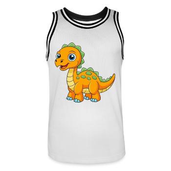 Dinosaure Mignon Mascotte Personnage De Dessin Animé Kawaii - Maillot de basket Homme - blanc/noir - Devant - AI Model Male 185 dark (185cm)