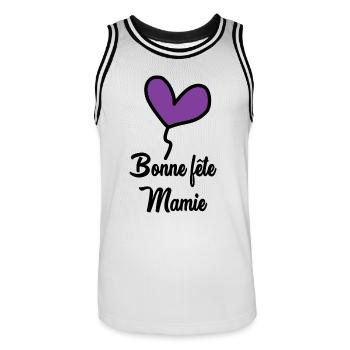 MAMIE. GRAND-MERE. FÊTE DES MÈRES - Maillot de basket Homme - blanc/noir - Devant - AI Model Male 185 dark (185cm)