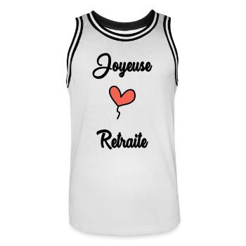 KOLLEGE. ANFANGEN. RUHESTAND - Männer Basketball-Trikot - Weiß/Schwarz - Vorne - AI Model Male 185 dark (185cm)