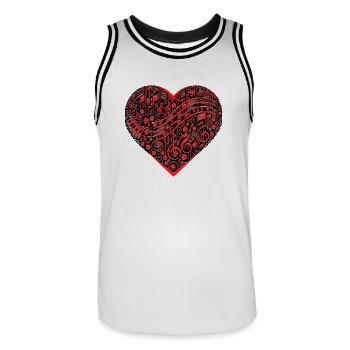 Musiknoten-Herz - Männer Basketball-Trikot - Weiß/Schwarz - Vorne - AI Model Male 185 dark (185cm)