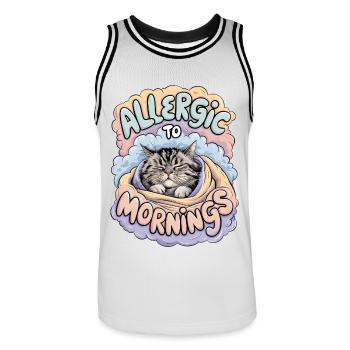 Allergique au matin - Maillot de basket Homme - blanc/noir - Devant - AI Model Male 185 dark (185cm)