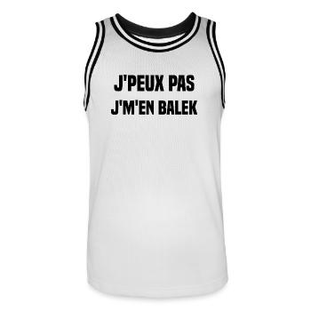 J'peux pas j'm'en balek - Maillot de basket Homme - blanc/noir - Devant - AI Model Male 185 dark (185cm)