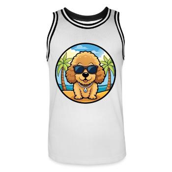 Toy Poodle Dog Breed Cartoon Sunglasses Beach - Men's Basketball Jersey - white/black - Front - AI Model Male 185 dark (185cm)
