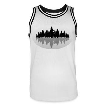 Wald Forest - Männer Basketball-Trikot - Weiß/Schwarz - Vorne - AI Model Male 185 dark (185cm)