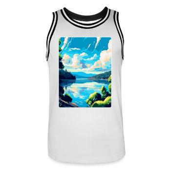 Donau Europa Vintage Reiseplakat Souvenir - Männer Basketball-Trikot - Weiß/Schwarz - Vorne - AI Model Male 185 dark (185cm)