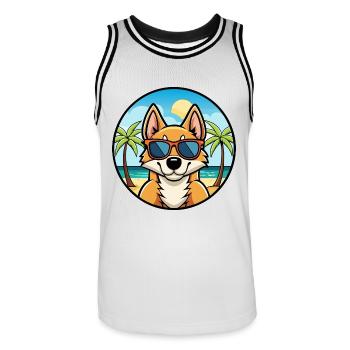 Chilenische Foxterrier Hunderasse Cartoon Sonnenbrille - Männer Basketball-Trikot - Weiß/Schwarz - Vorne - AI Model Male 185 dark (185cm)