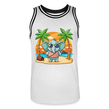 Lunettes de soleil de plage d’été de dessin animé drôle d’éléphant - Maillot de basket Homme - blanc/noir - Devant - AI Model Male 185 dark (185cm)