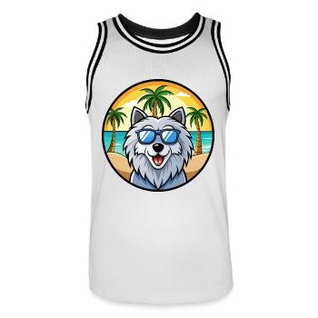 Polnische Schäferhundrasse Cartoon Sonnenbrille Strand - Männer Basketball-Trikot - Weiß/Schwarz - Vorne - AI Model Male 185 dark (185cm)