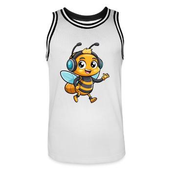 Bee Funny Cartoon Character Musique de casque - Maillot de basket Homme - blanc/noir - Devant - AI Model Male 185 dark (185cm)