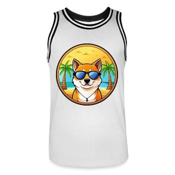 Shih Poo Hunderasse Cartoon Sonnenbrille Strand - Männer Basketball-Trikot - Weiß/Schwarz - Vorne - AI Model Male 185 dark (185cm)