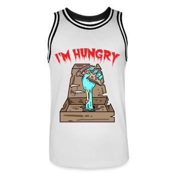 Pizza Zombie j'ai faim - Maillot de basket Homme - blanc/noir - Devant - AI Model Male 185 dark (185cm)