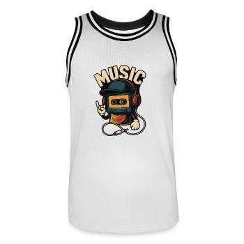 Musique - Maillot de basket Homme - blanc/noir - Devant - AI Model Male 185 dark (185cm)