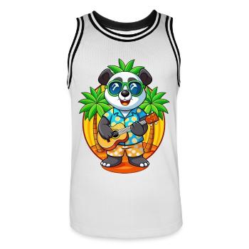 Lustige Panda Sommer Strand Sonnenbrille Hawaiianisch - Männer Basketball-Trikot - Weiß/Schwarz - Vorne - AI Model Male 185 dark (185cm)