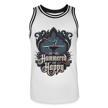 Hammered And Happy - Men's Basketball Jersey - white/black - Front - AI Model Male 185 dark (185cm)