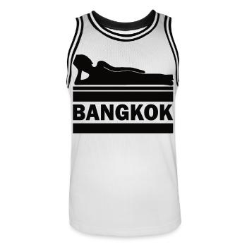 Bangkok Bouddha Thaïlande Temple Wat Pho Souvenir TH - Maillot de basket Homme - blanc/noir - Devant - AI Model Male 185 dark (185cm)