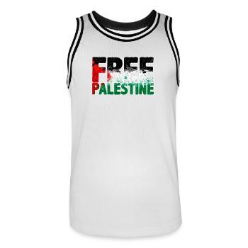 Palestine libre - Maillot de basket Homme - blanc/noir - Devant - AI Model Male 185 dark (185cm)