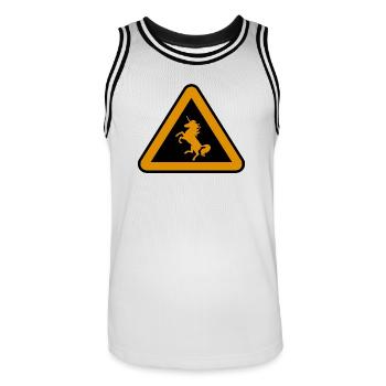 Attention licorne, danger - Maillot de basket Homme - blanc/noir - Devant - AI Model Male 185 dark (185cm)