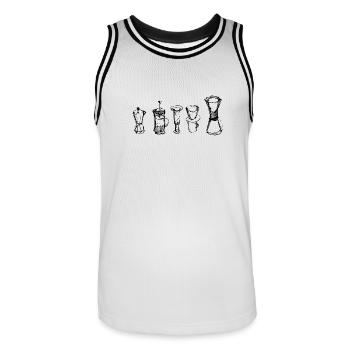 Café alternatif - Maillot de basket Homme - blanc/noir - Devant - AI Model Male 185 dark (185cm)