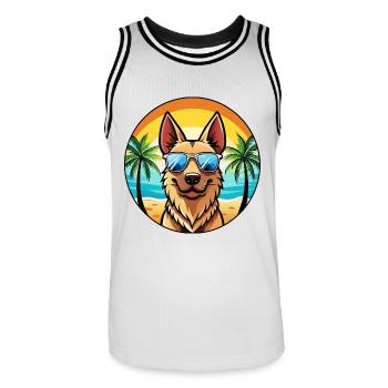 Berger Hollandais Chien Race Dessin Animé Lunettes De Soleil Plage - Maillot de basket Homme - blanc/noir - Devant - AI Model Male 185 dark (185cm)