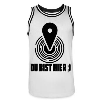 You are here, your current location - Men's Basketball Jersey - white/black - Front - AI Model Male 185 dark (185cm)