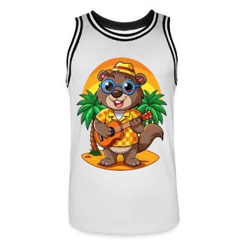 Lustige Biber Cartoon Sommer Strand Sonnenbrille - Männer Basketball-Trikot - Weiß/Schwarz - Vorne - AI Model Male 185 dark (185cm)